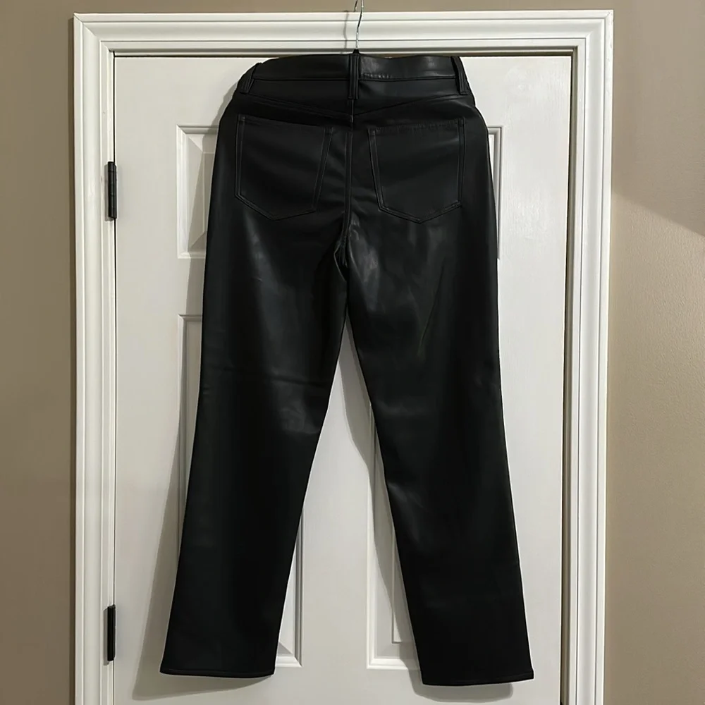 J.Crew Factory Full Length Straight Leg Pant in Black Faux Leather - Picture 7 of 8